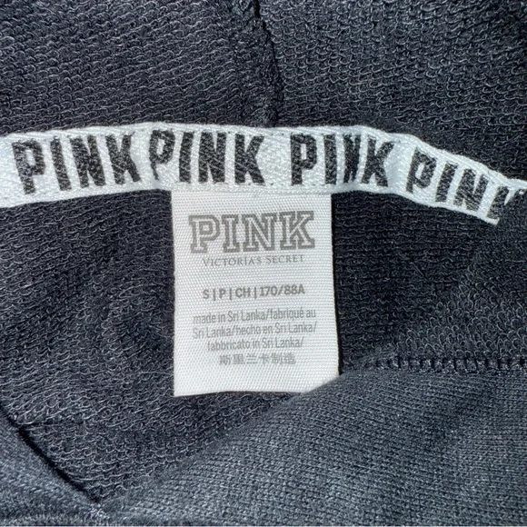 Victoria’s Secret Pink Brand Black Crop Hoodie Sweatshirt Women’s Chic Y2K‎ 90’s - Picture 5 of 9